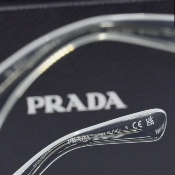 FINAL PRICE NEW PRADA PR 25ZS U430A9 CRYSTAL GREY / BLUE SUNGLASSES - Picture 3 of 8